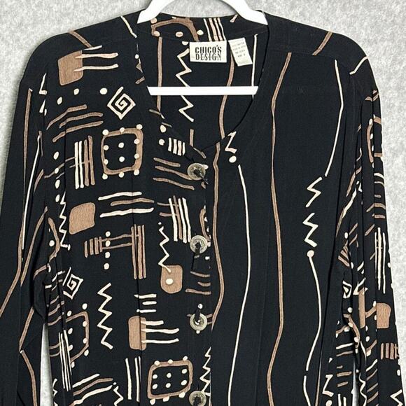 Chicos Design Vintage‎ Sz S Aztek Tribal Tunic Blouse Button Up Western Abstract - Picture 8 of 14